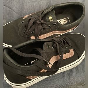 Vans. Black w/rose gold sneakers. Women’s size 8.